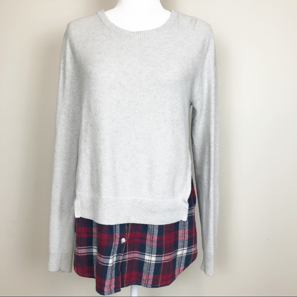 Treasure & Bond | Red Plaid Layered Sweater